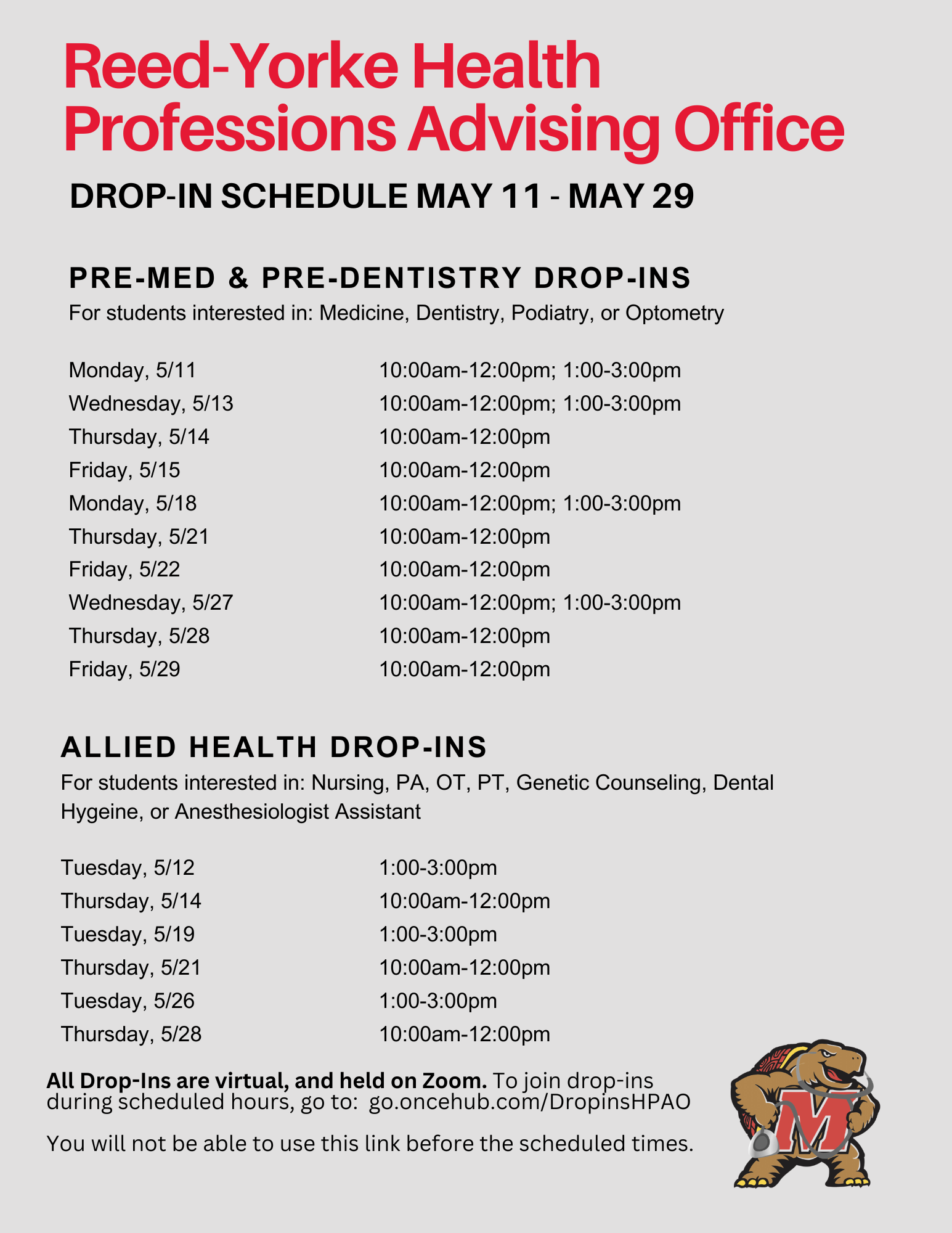 May 27-July 15 Drop-ins