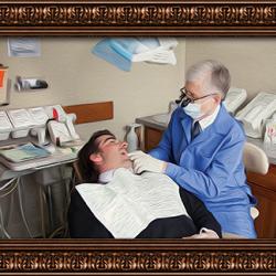 Dr. Corcoran working on a dental patient