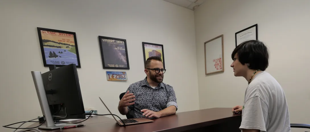 Jeff advising a student in HPAO
